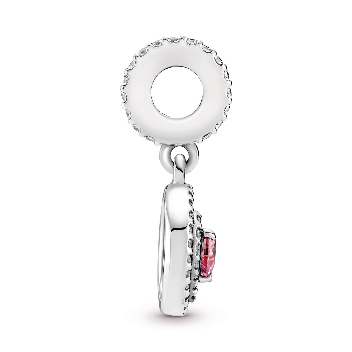 Dangle Charm – Sterling Silver – Sparkling Double Halo Heart