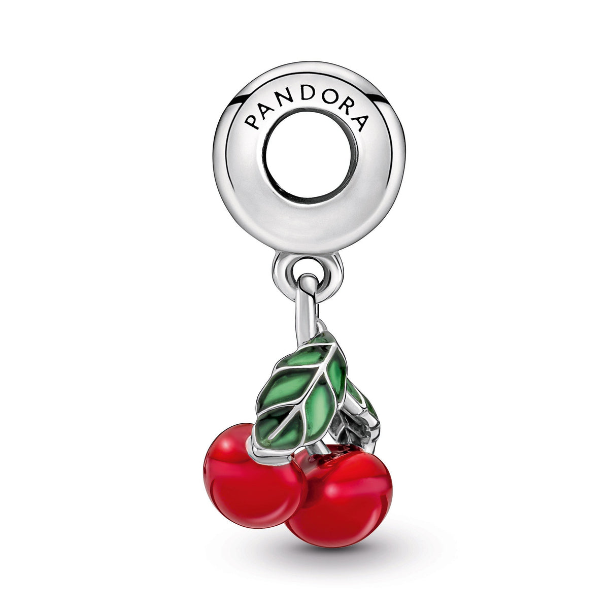 Dangle Charm – Sterling Silver – Asymmetrical Cherry Fruit