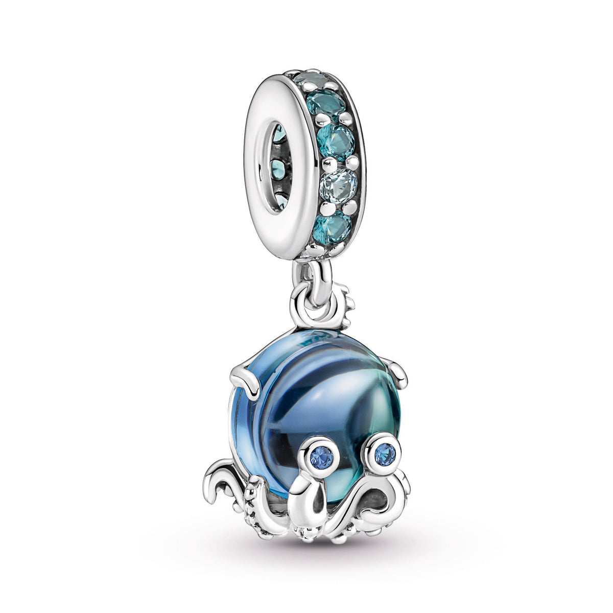 Dangle Charm – Sterling Silver – Murano Glass Cute Octopus