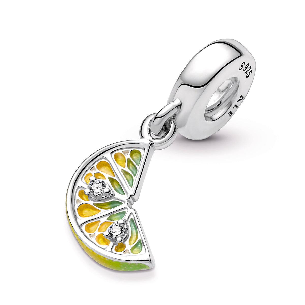 Dangle Charm – Sterling Silver – Lemon Slice Sparkling Fruit
