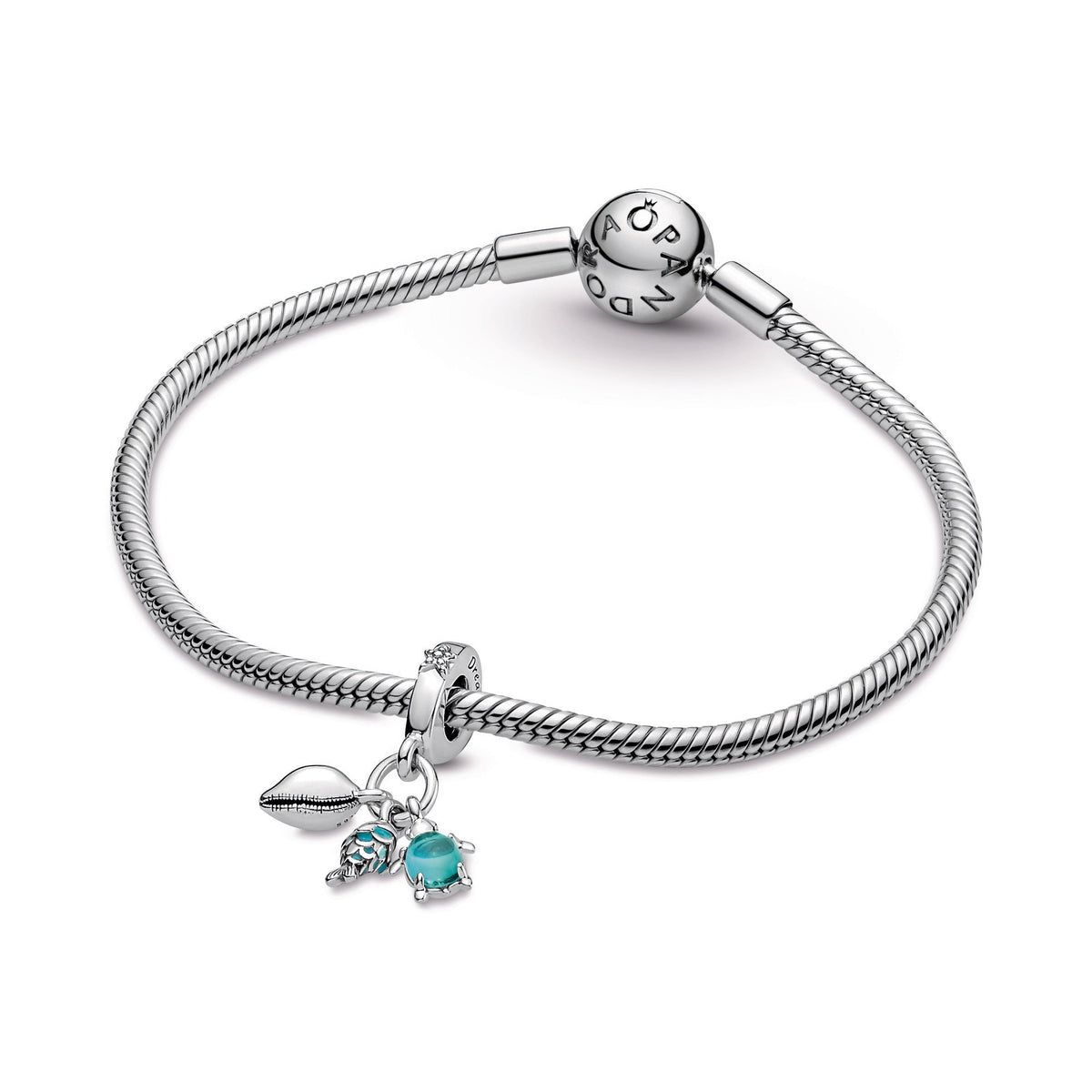 Dangle Charm – Sterling Silver – Fish, Sea Turtle & Conch Triple
