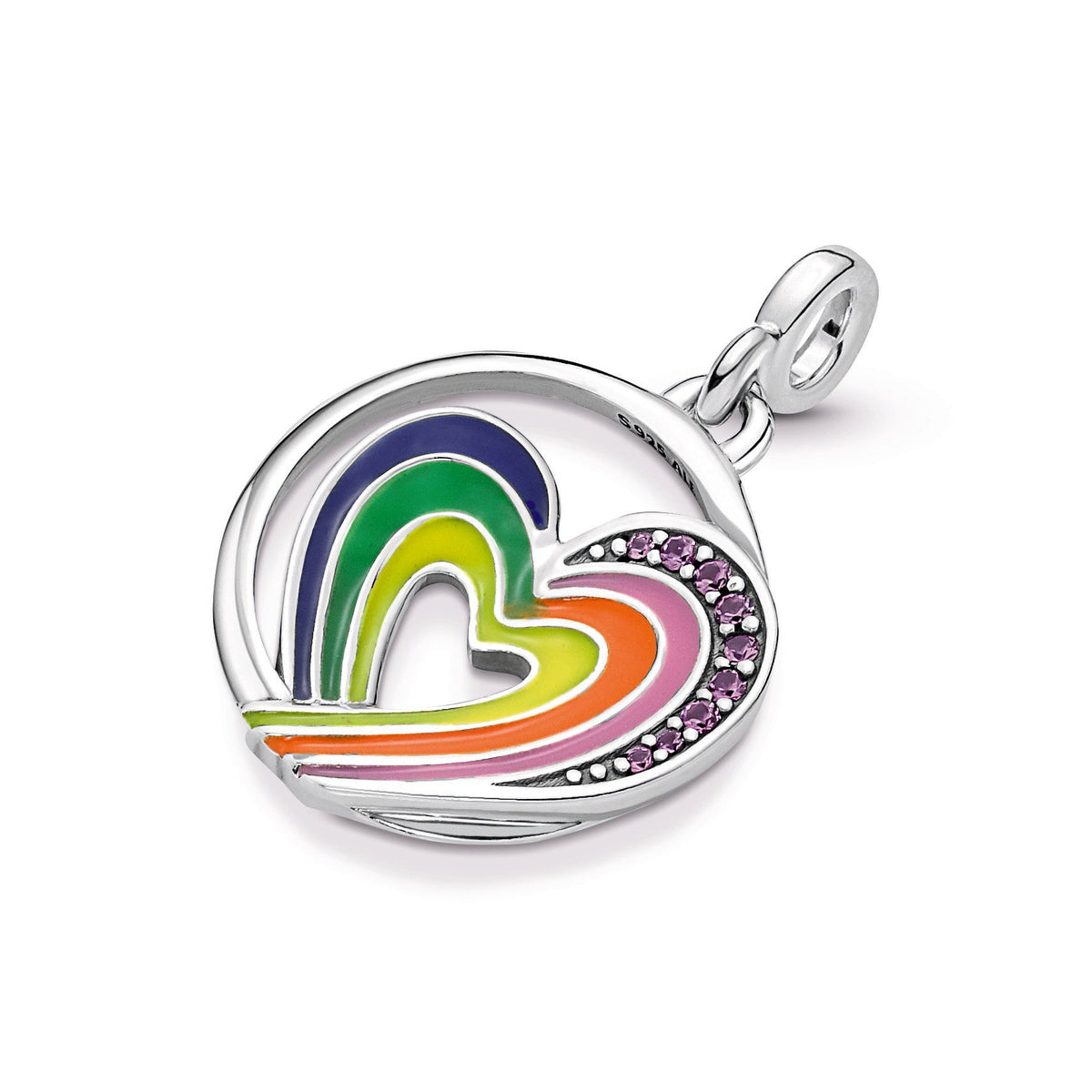 Charm – Sterling Silver – Pandora ME Rainbow Heart of Freedom Medallion