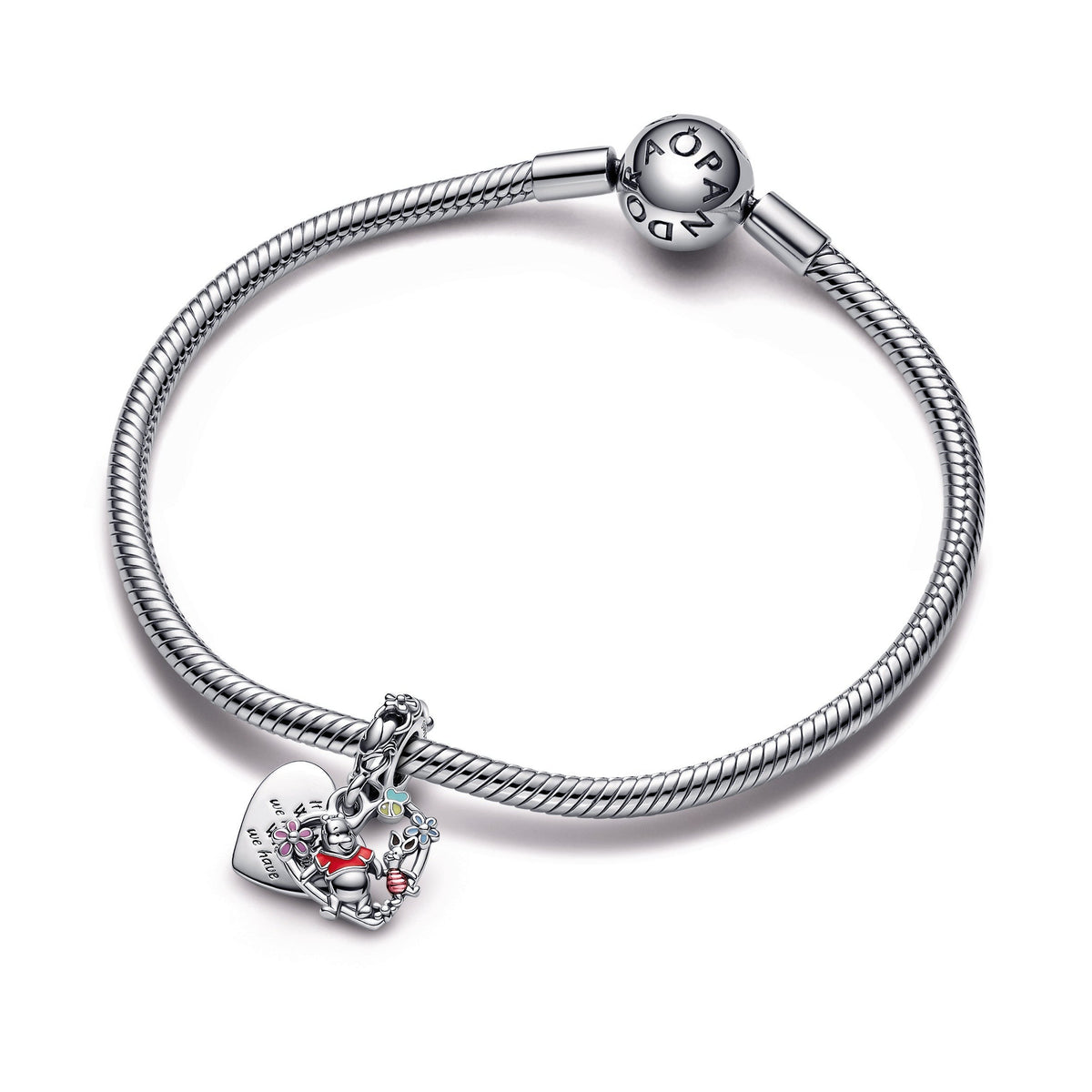 Dangle Charm – Sterling Silver – Disney Winnie the Pooh & Piglet Double