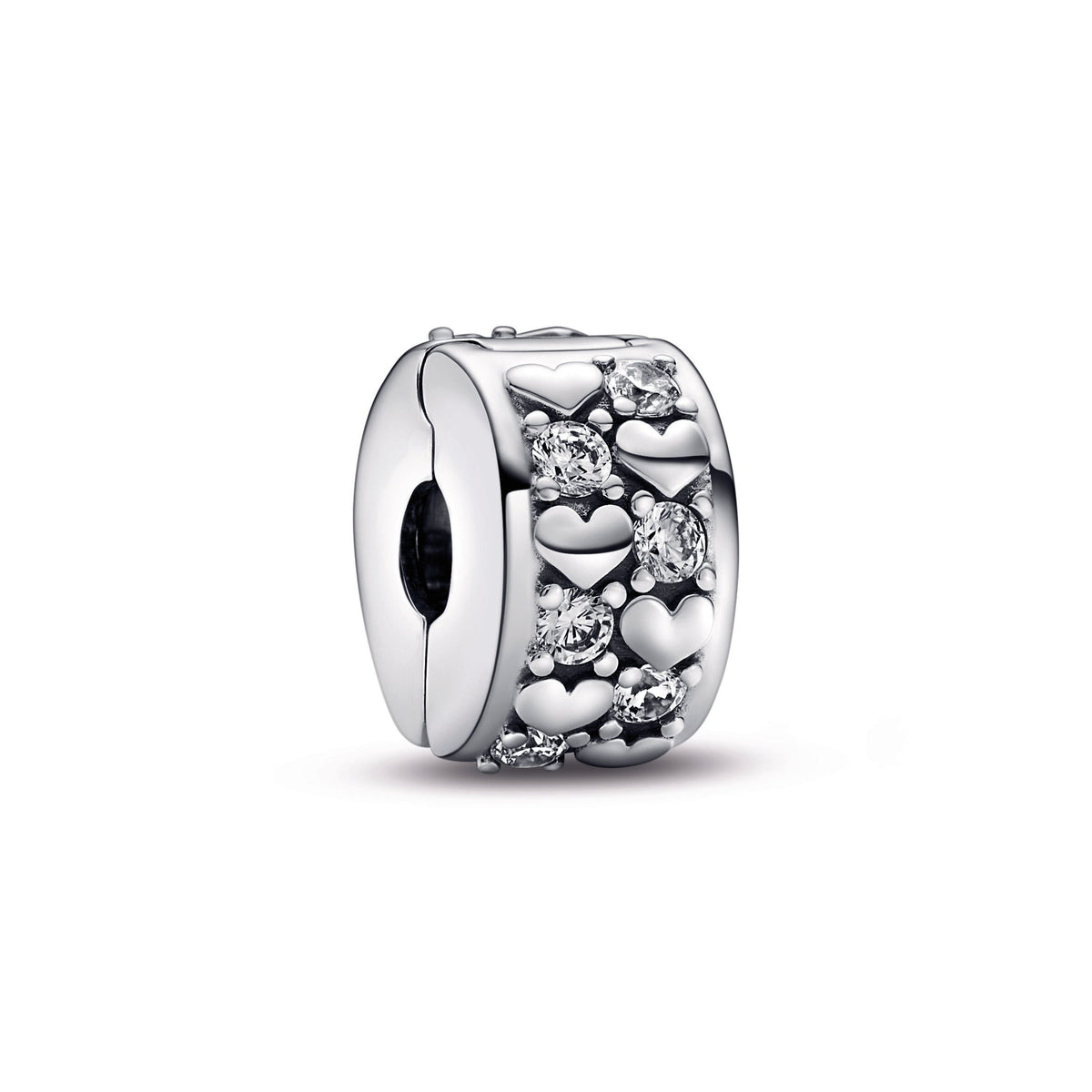 Clip Charm – Sterling Silver – Infinite Hearts Sparkling