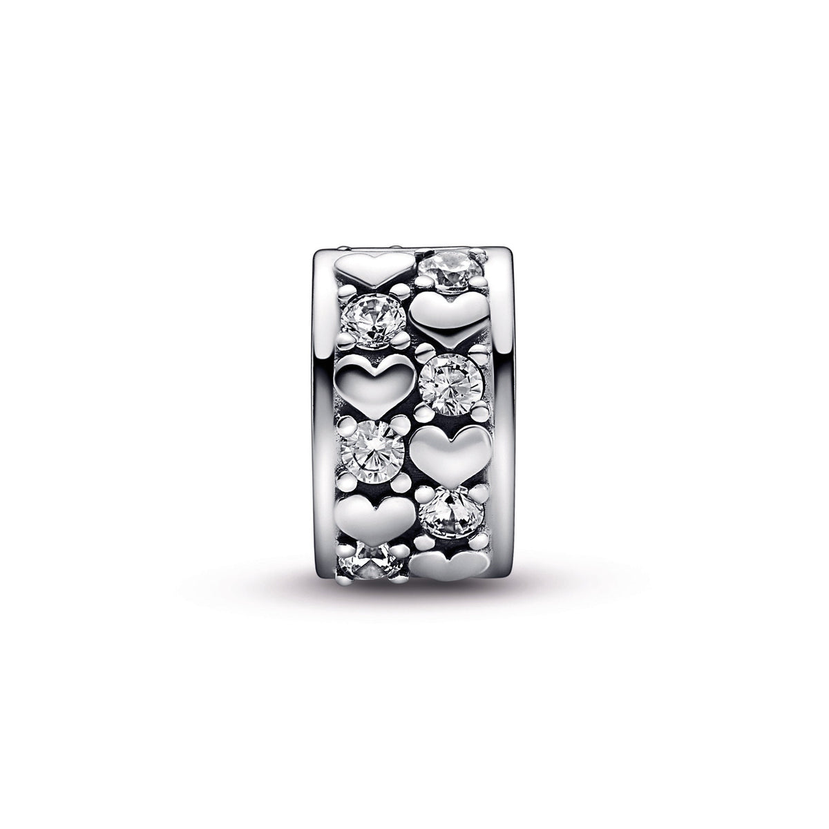 Clip Charm – Sterling Silver – Infinite Hearts Sparkling