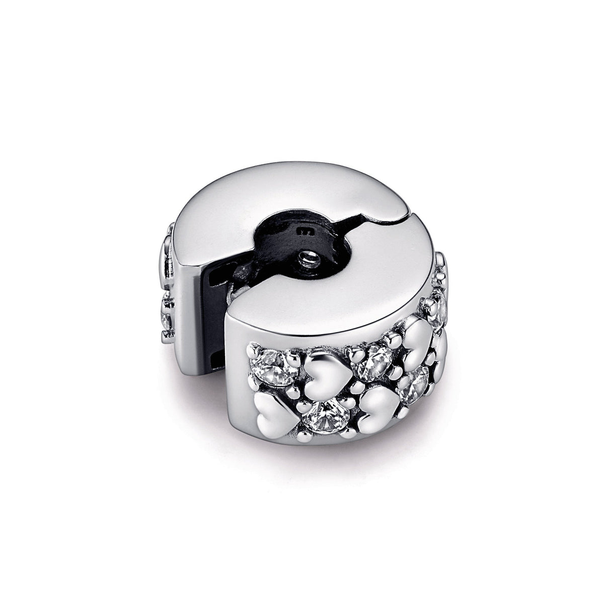 Clip Charm – Sterling Silver – Infinite Hearts Sparkling