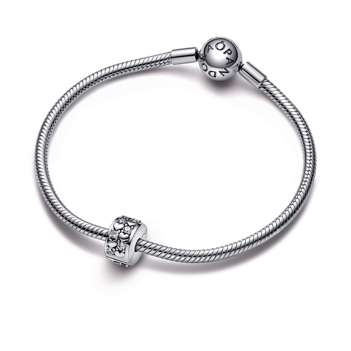 Clip Charm – Sterling Silver – Infinite Hearts Sparkling
