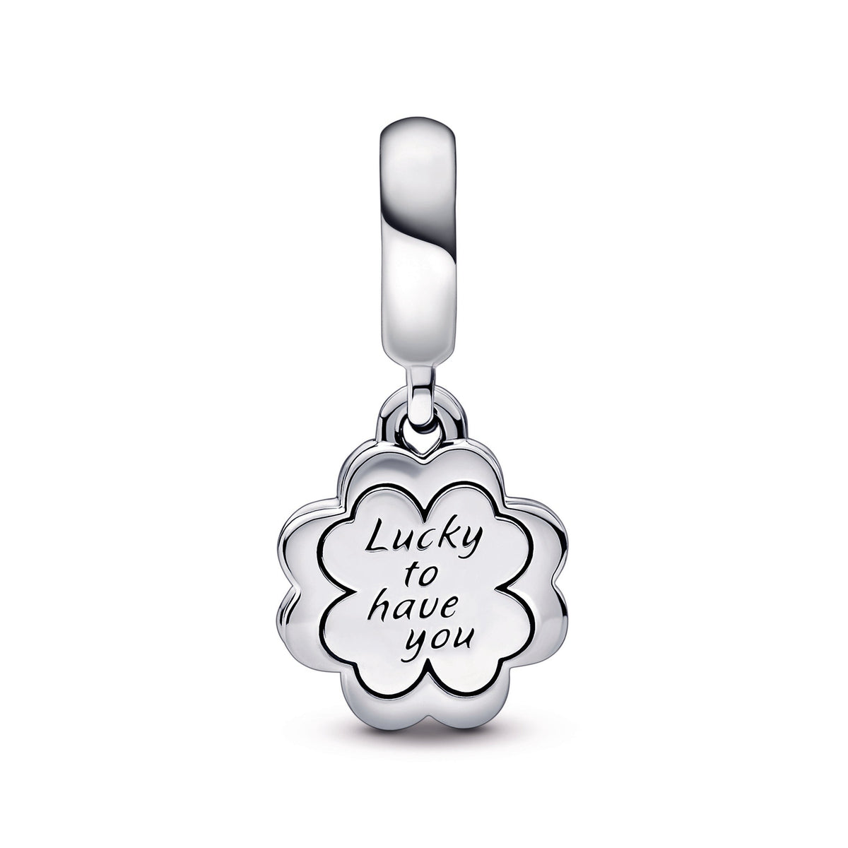 Dangle Charm – Sterling Silver – Four-leaf Clover Friendship Double