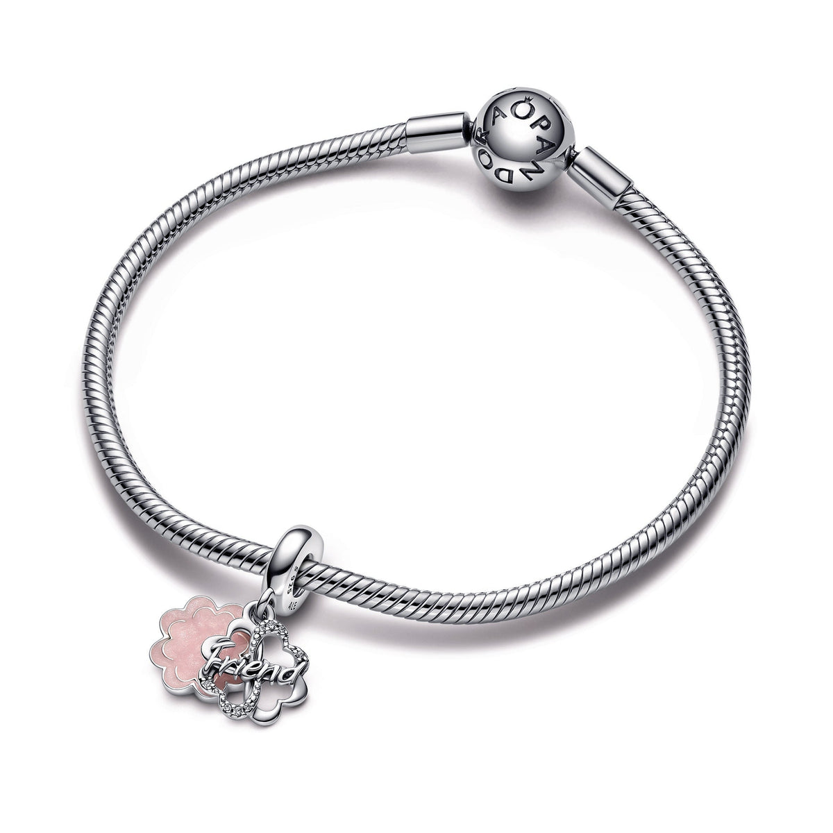 Dangle Charm – Sterling Silver – Four-leaf Clover Friendship Double