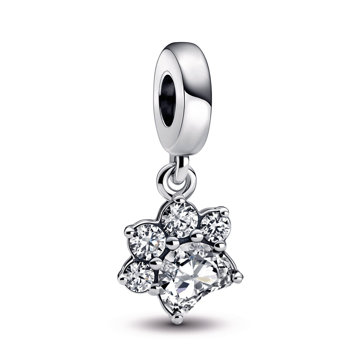 Dangle Charm – Sterling Silver – Sparkling Pet Paw Print