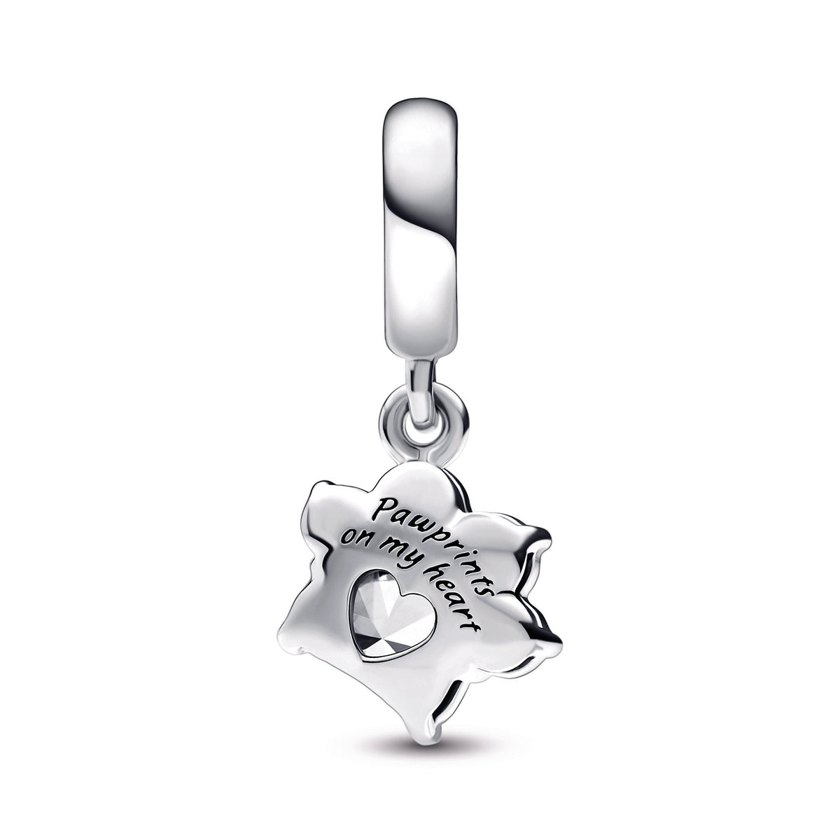 Dangle Charm – Sterling Silver – Sparkling Pet Paw Print