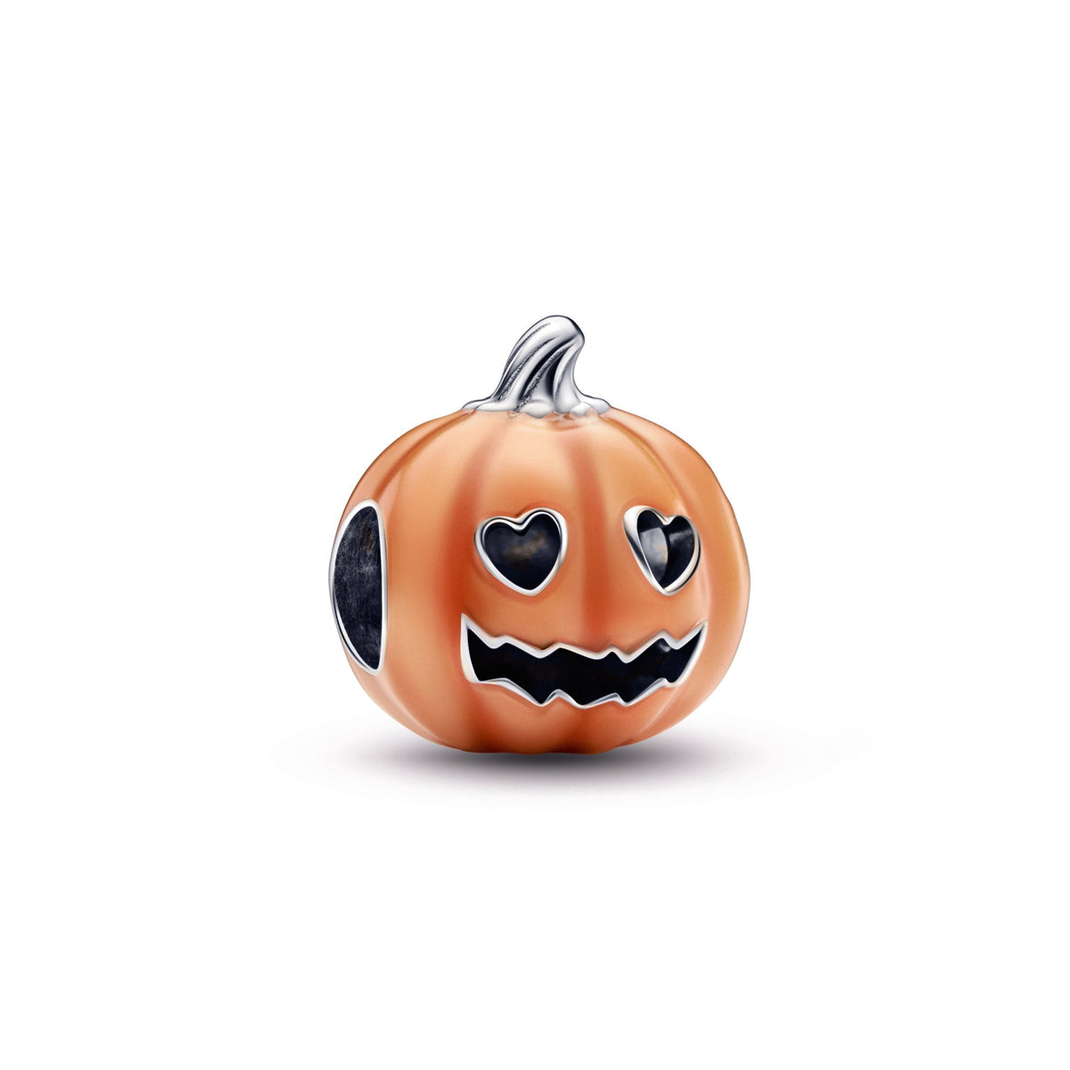 Charm – Sterling Silver – Glow-in-the-dark Spooky Pumpkin
