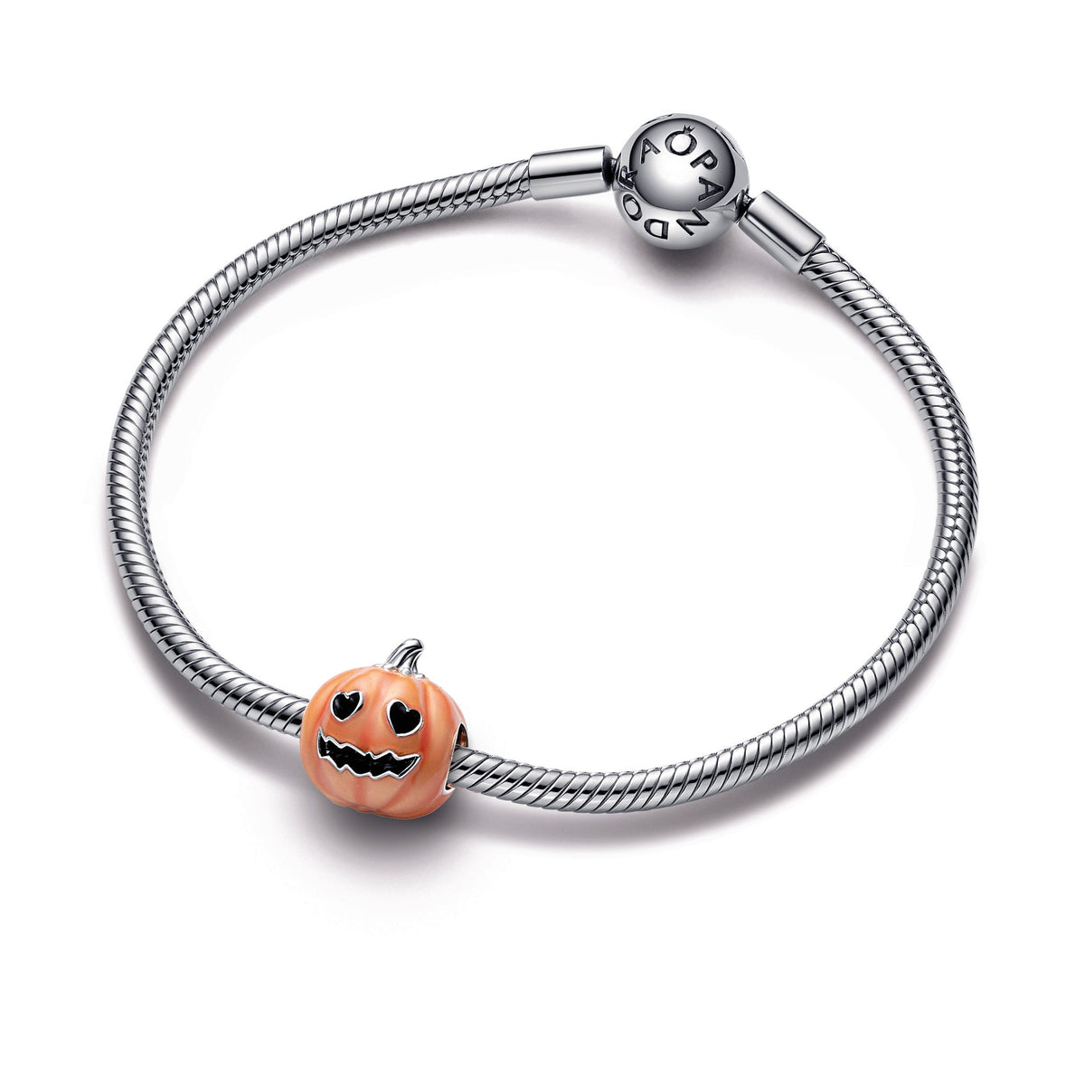 Charm – Sterling Silver – Glow-in-the-dark Spooky Pumpkin