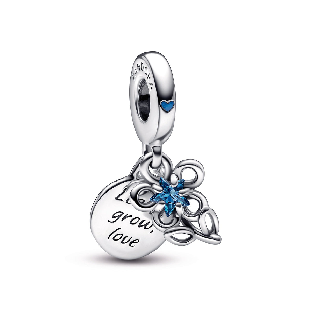 Dangle Charm – Sterling Silver – Blooming Flower Double