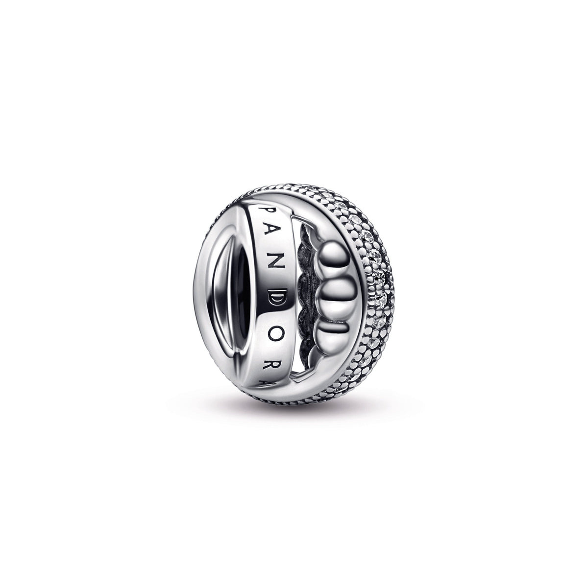 Charm – Sterling Silver – Pandora Logo, Pavé & Beads