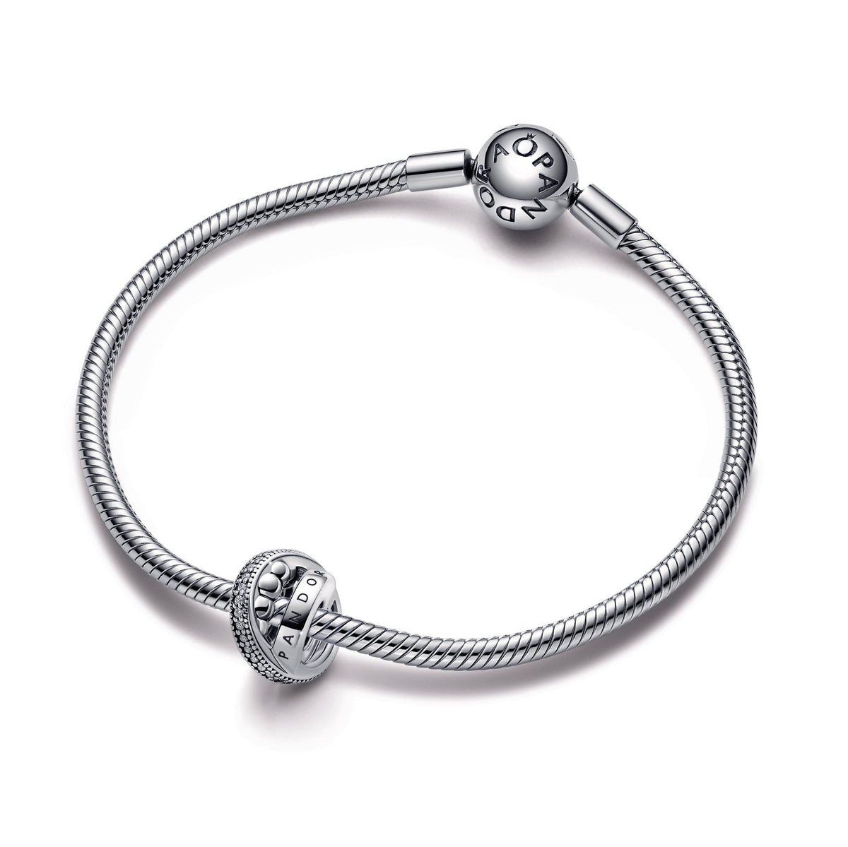 Charm – Sterling Silver – Pandora Logo, Pavé & Beads