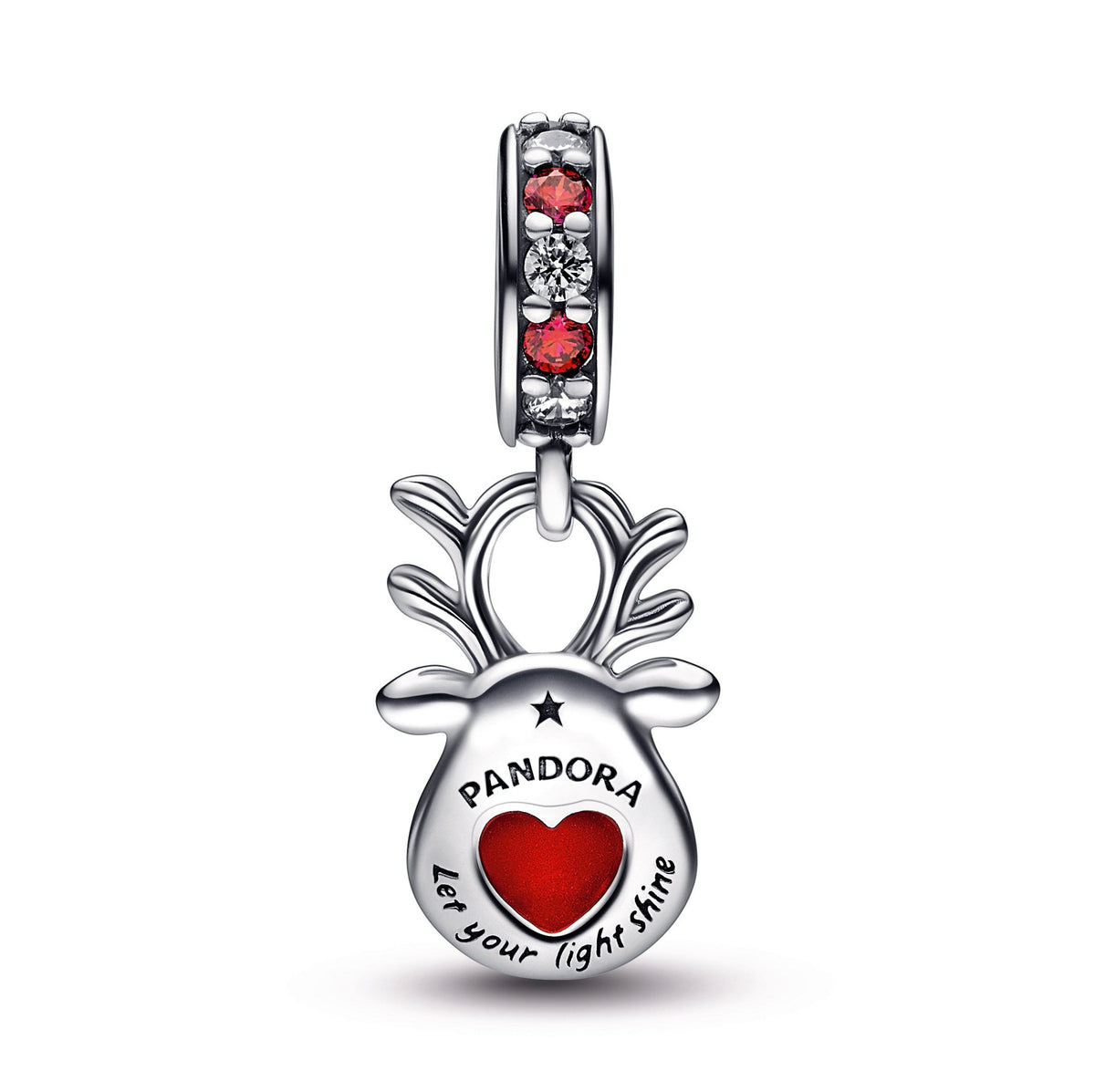 Dangle Charm – Sterling Silver – Red Nose Reindeer Murano