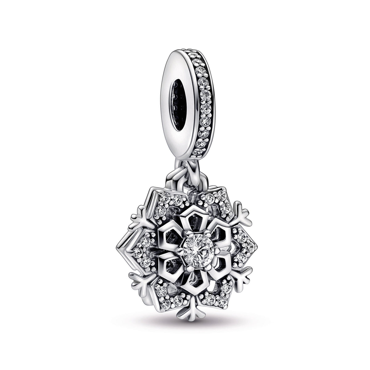 Dangle Charm – Sterling Silver – Sparkling Snowflake Double