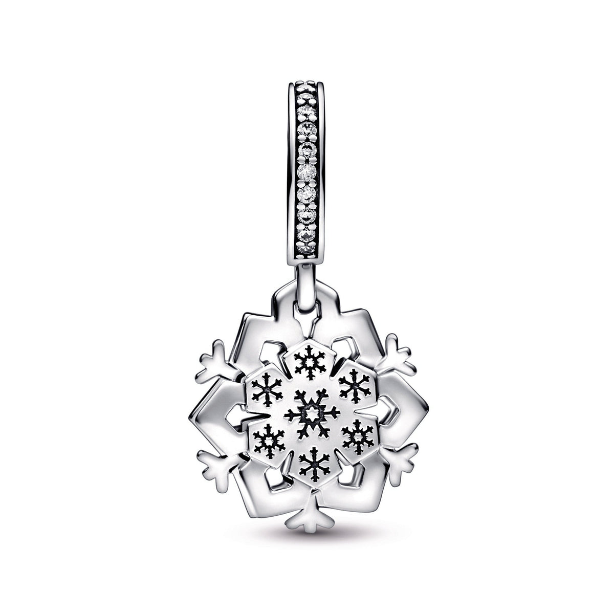 Dangle Charm – Sterling Silver – Sparkling Snowflake Double