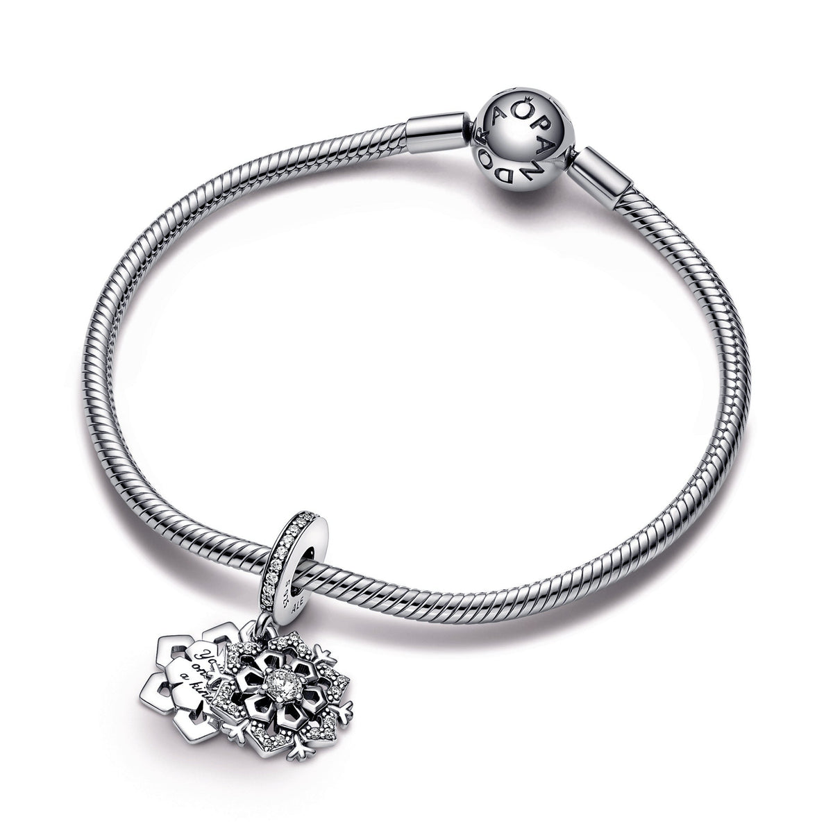 Dangle Charm – Sterling Silver – Sparkling Snowflake Double
