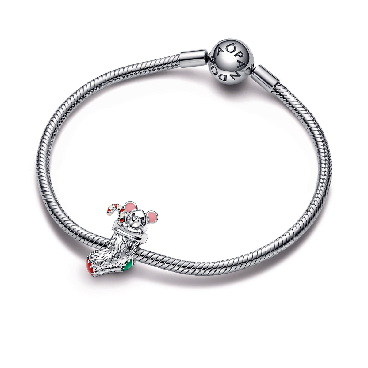Charm – Sterling Silver – Festive Mouse & Stocking