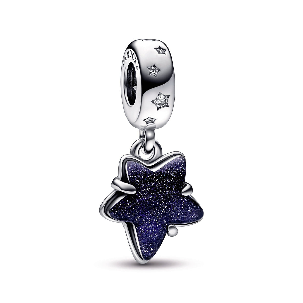 Dangle Charm – Sterling Silver – Celestial Galaxy Star Murano
