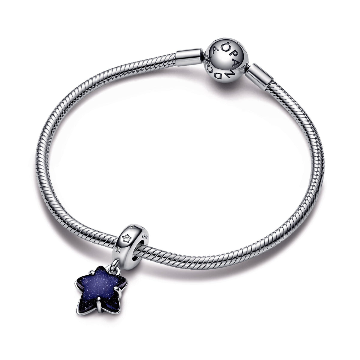 Dangle Charm – Sterling Silver – Celestial Galaxy Star Murano