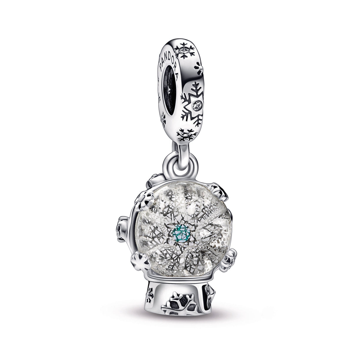 Dangle Charm – Sterling Silver – Snowflake Snowglobe