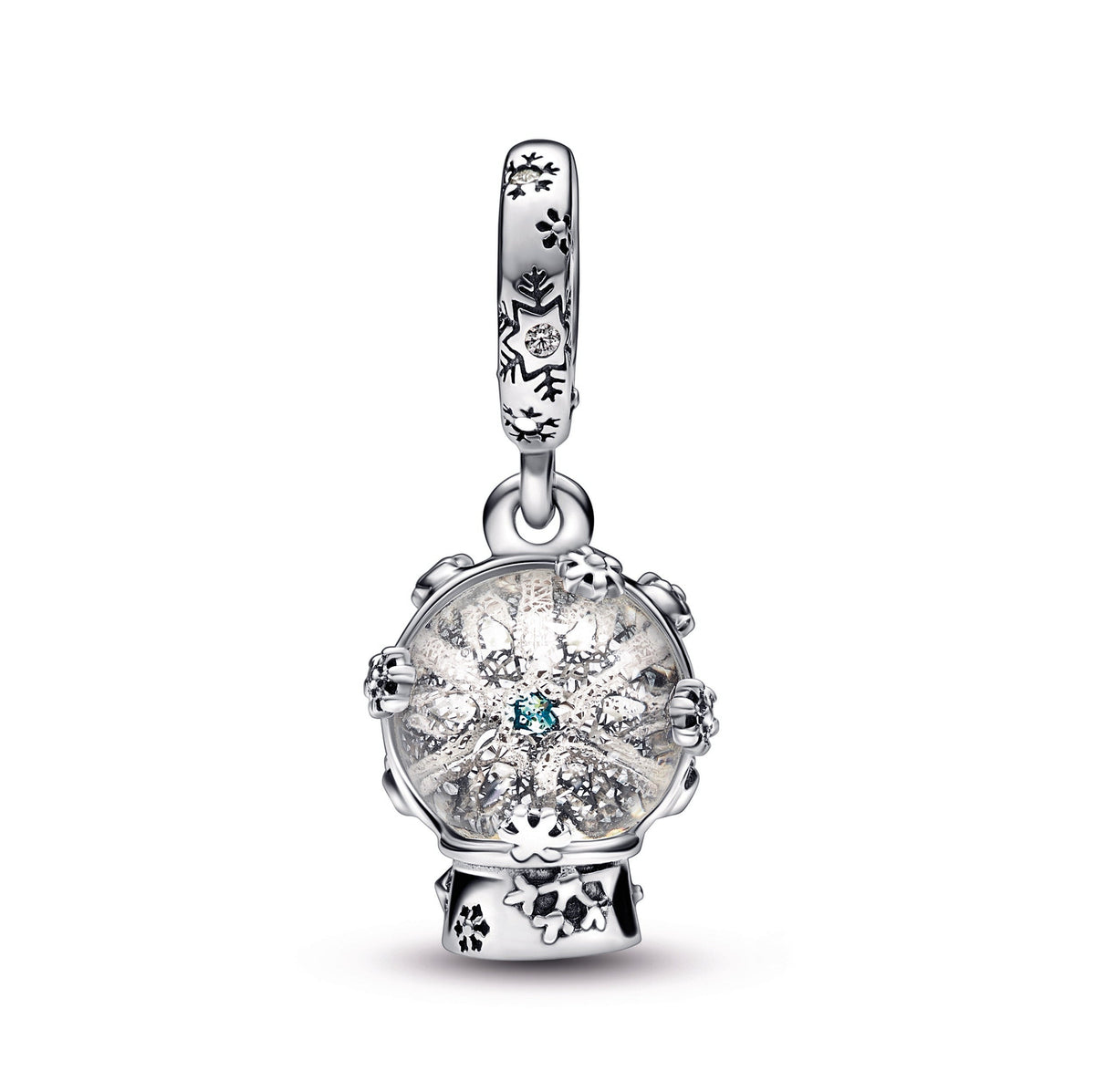 Dangle Charm – Sterling Silver – Snowflake Snowglobe