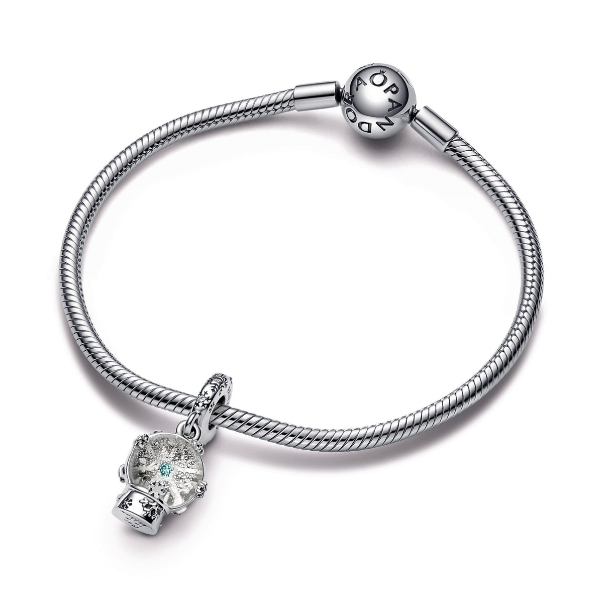 Dangle Charm – Sterling Silver – Snowflake Snowglobe
