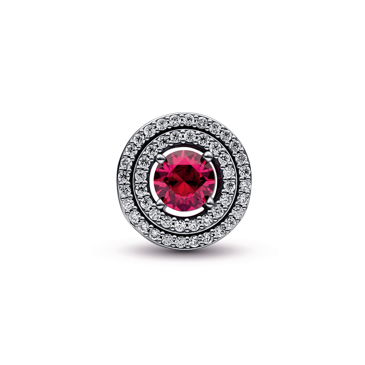 Charm – Sterling Silver – Red Sparkling Levelled Round