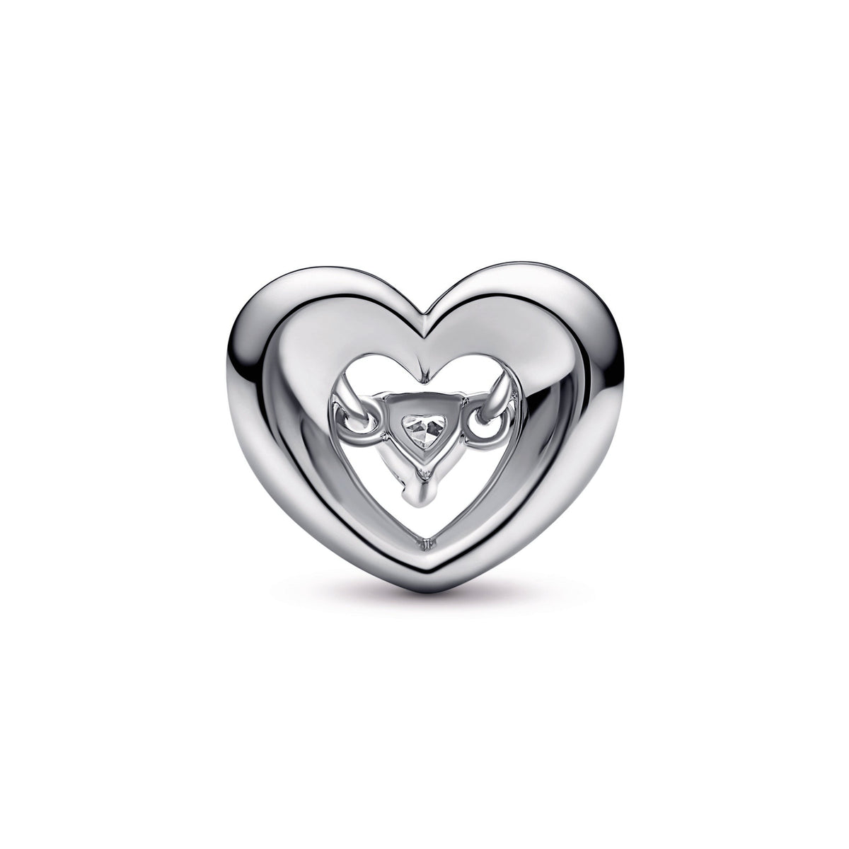 Charm – Sterling Silver – Radiant Heart & Floating Stone