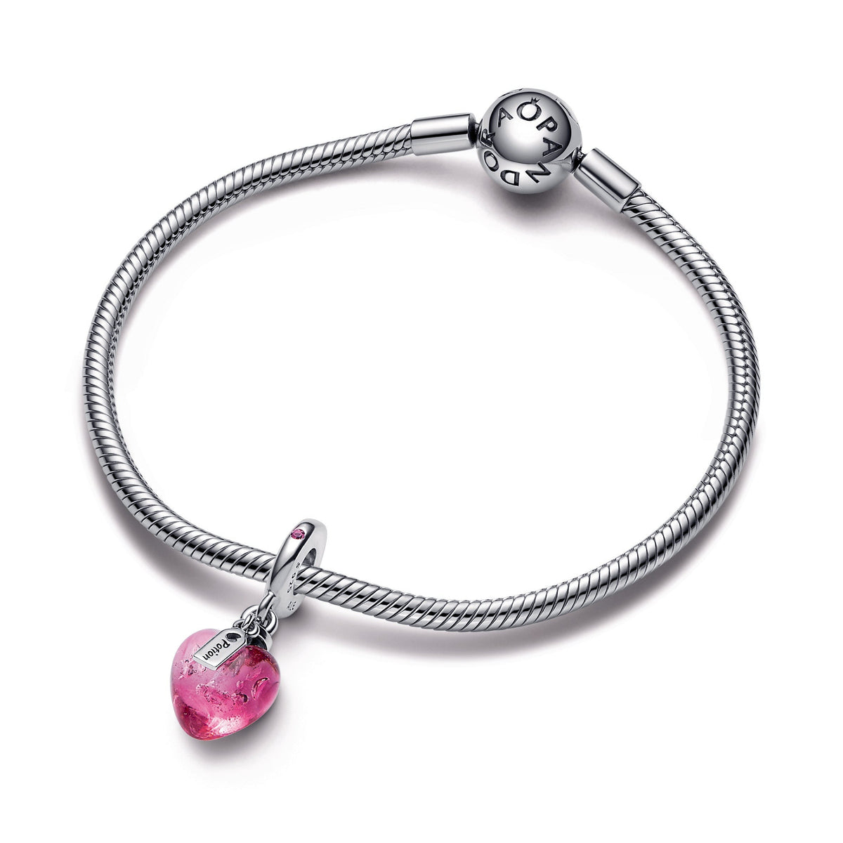 Dangle Charm – Sterling Silver – Love Potion Murano Glass Heart