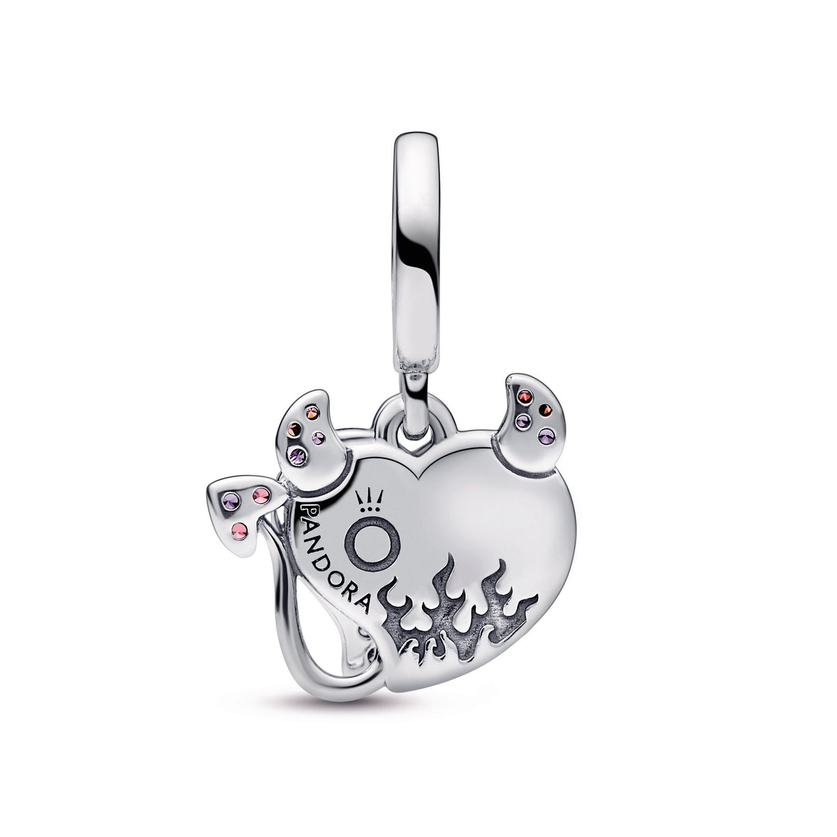 Dangle Charm – Sterling Silver – Devil Heart Double
