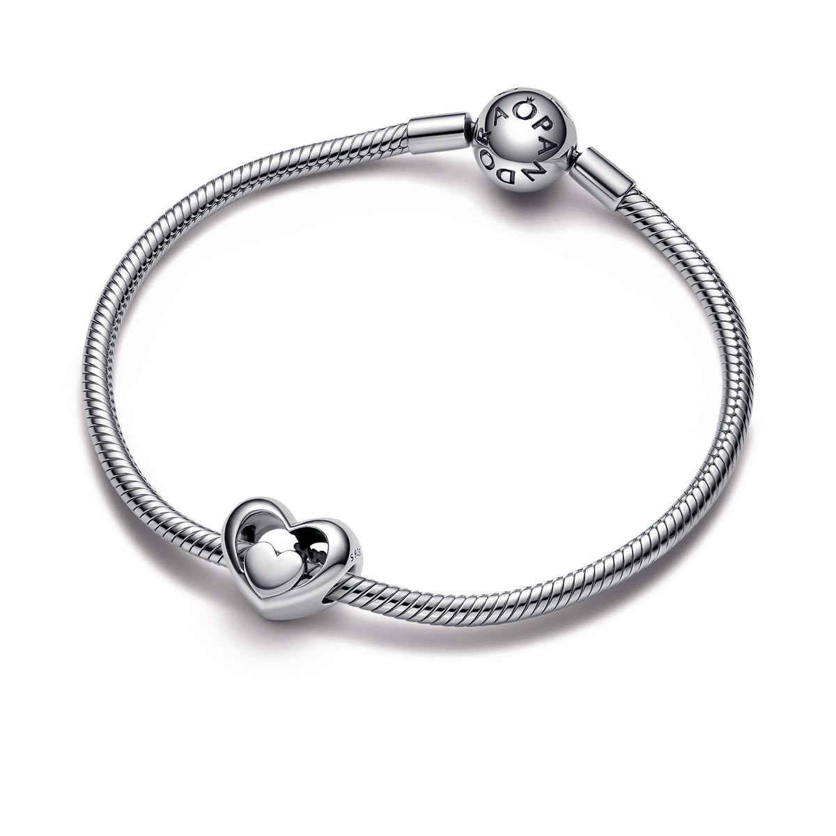 Charm – Sterling Silver – Openwork Heart & Script