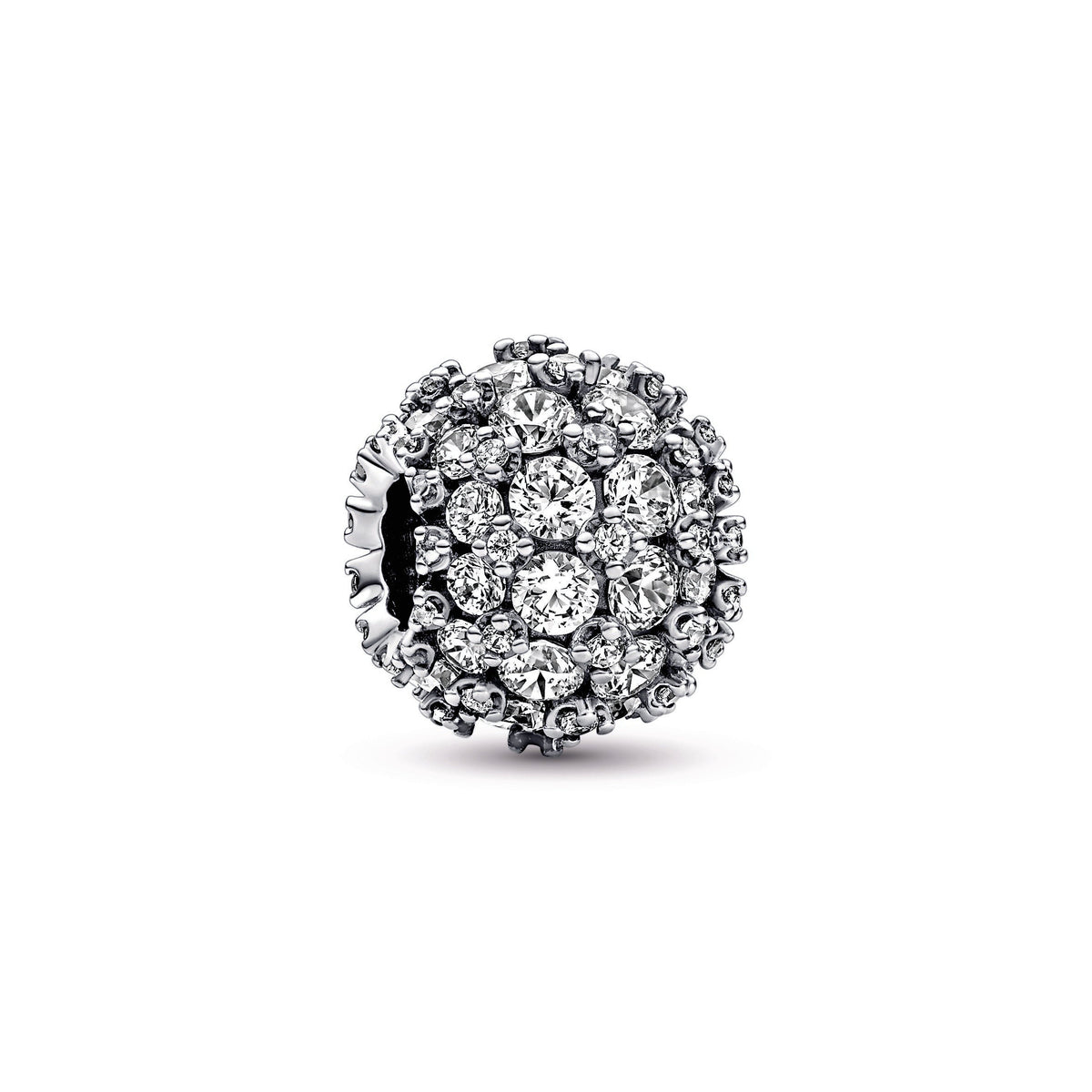 Charm – Sterling Silver – Sparkling Pavé Round