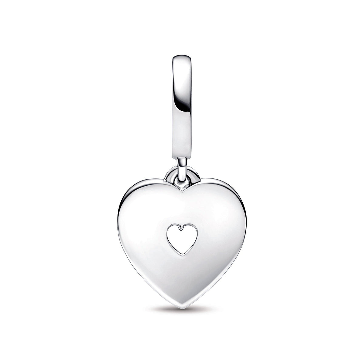 Dangle Charm – Sterling Silver – Pearlescent White Heart Double