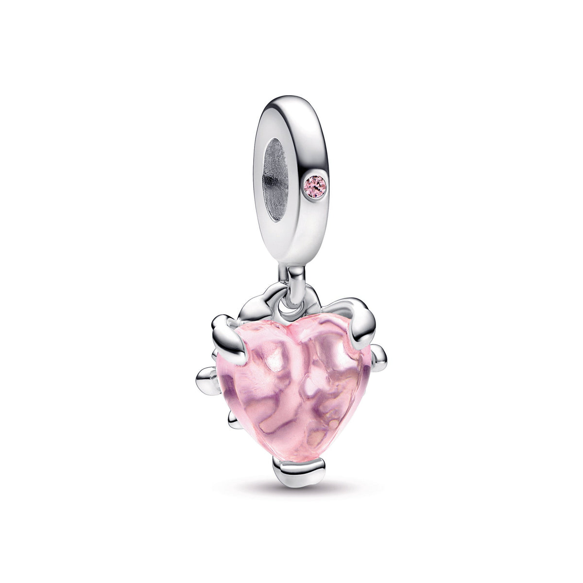 Dangle Charm – Sterling Silver – Pink Family Tree & Heart