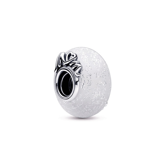 Charm – Sterling Silver – Glittery White Murano Glass Mum & Love
