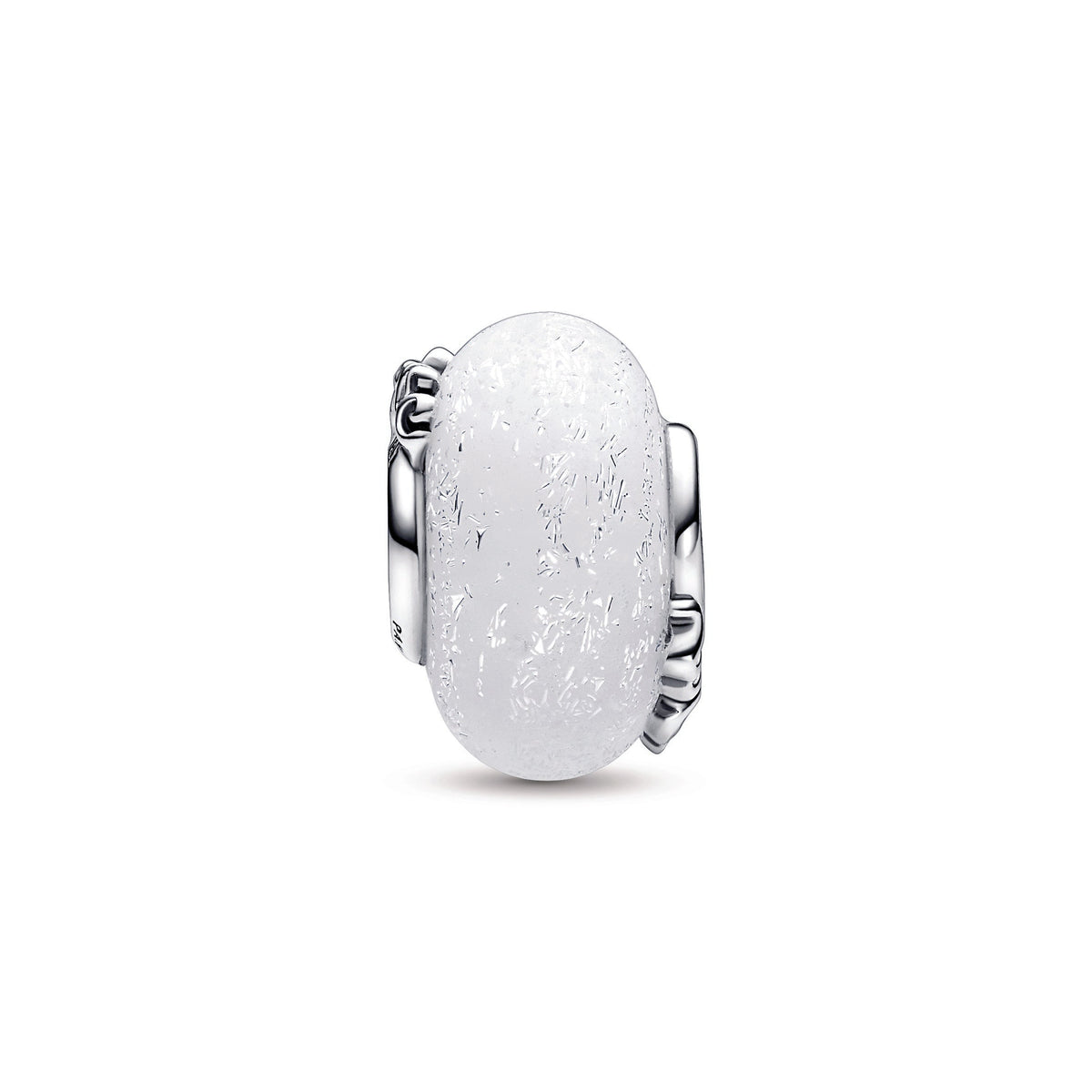 Charm – Sterling Silver – Glittery White Murano Glass Mum & Love