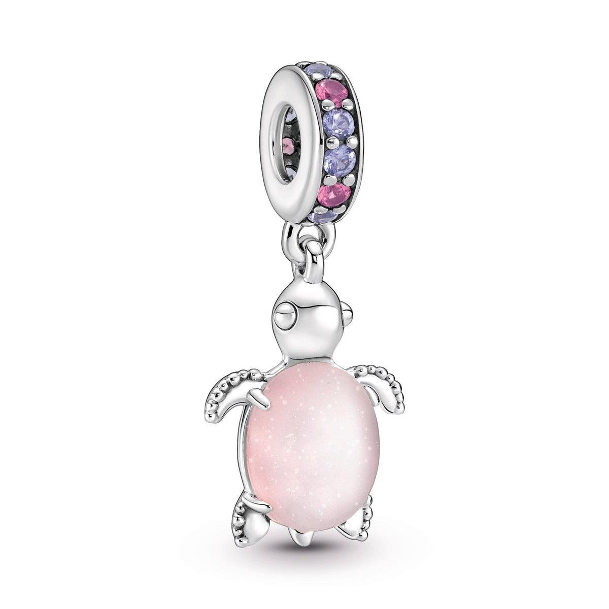 Dangle Charm – Sterling Silver – Murano Glass Pink Sea Turtle