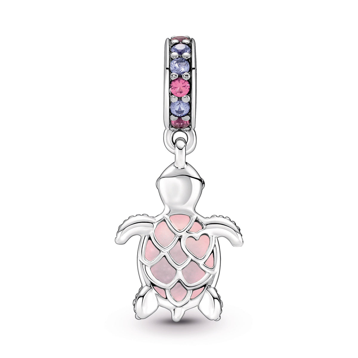 Dangle Charm – Sterling Silver – Murano Glass Pink Sea Turtle