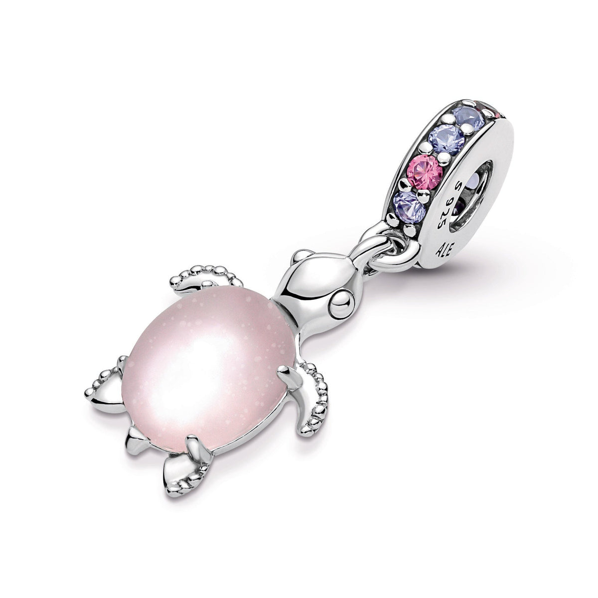 Dangle Charm – Sterling Silver – Murano Glass Pink Sea Turtle
