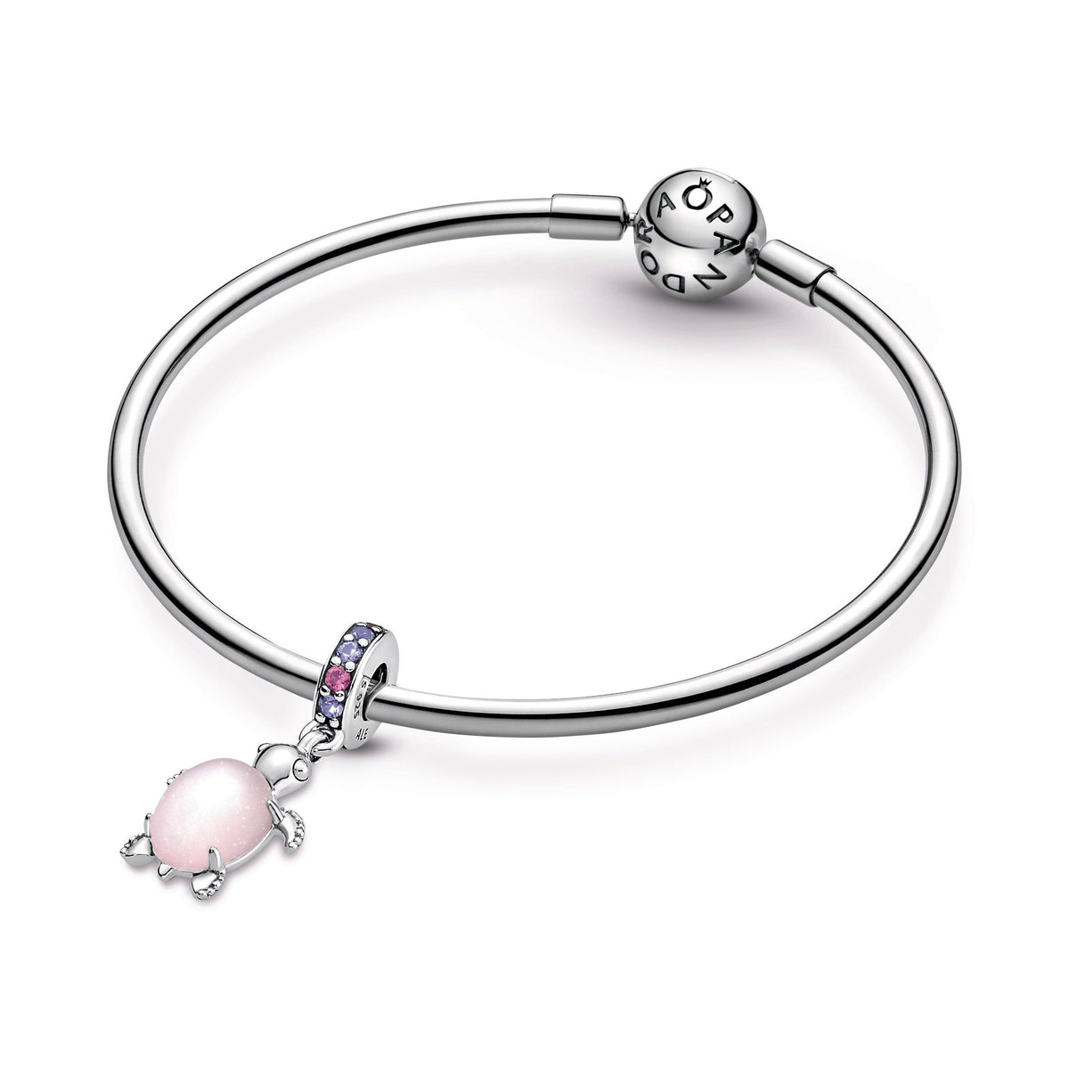 Dangle Charm – Sterling Silver – Murano Glass Pink Sea Turtle