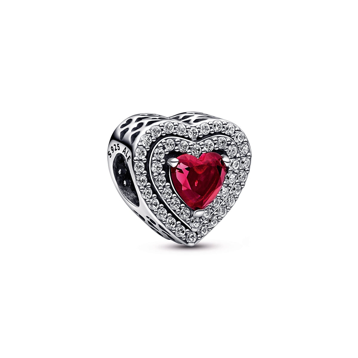 Charm – Sterling Silver – Sparkling Levelled Heart