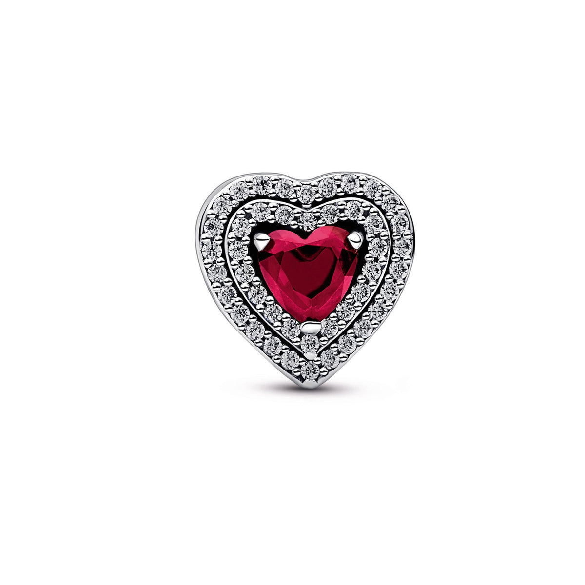 Charm – Sterling Silver – Sparkling Levelled Heart
