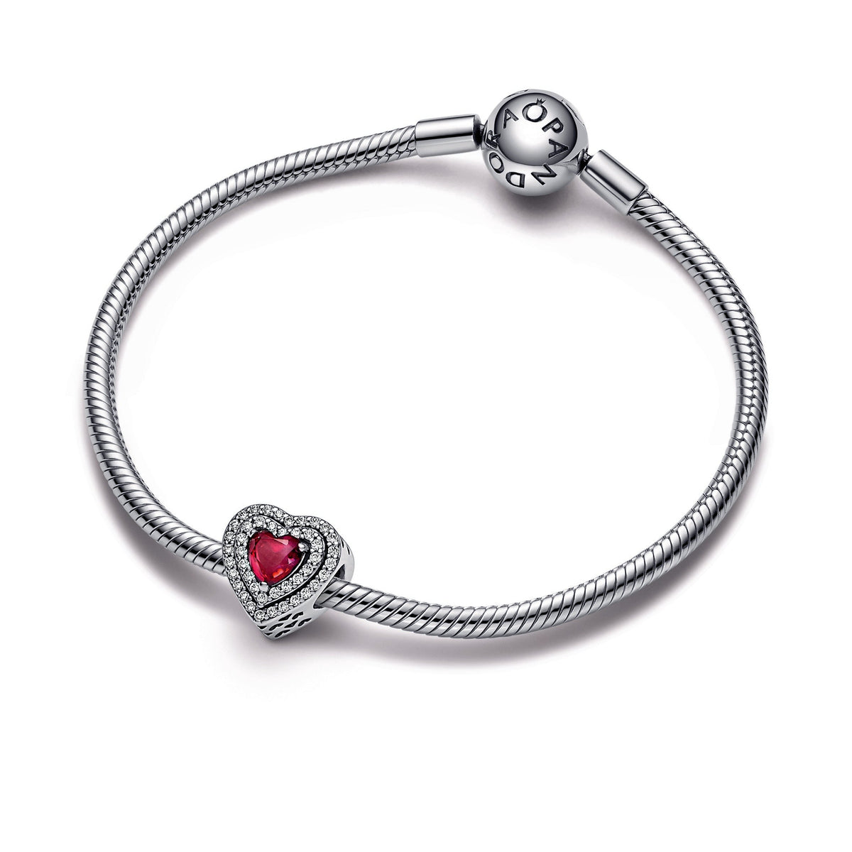 Charm – Sterling Silver – Sparkling Levelled Heart