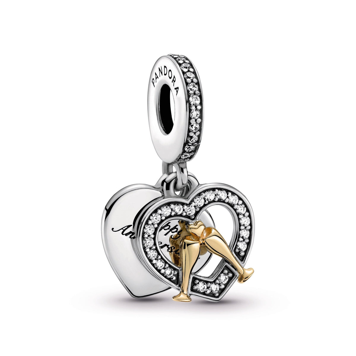 Dangle Charm – Sterling Silver – Two-tone Happy Anniversary