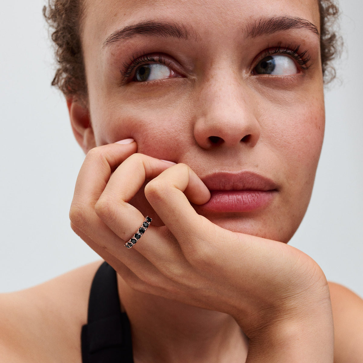 Ring – 14k Rose Gold-Plated – Black Sparkling Row Eternity