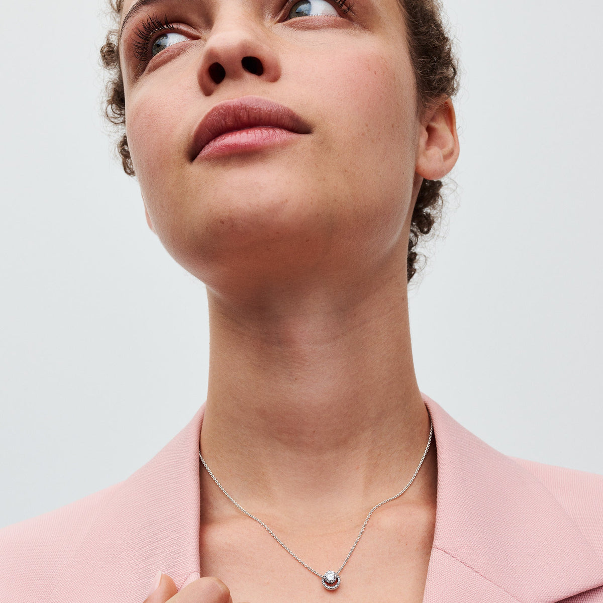 Pendant – Sterling Silver – Sparkling Round Halo Collier Necklace